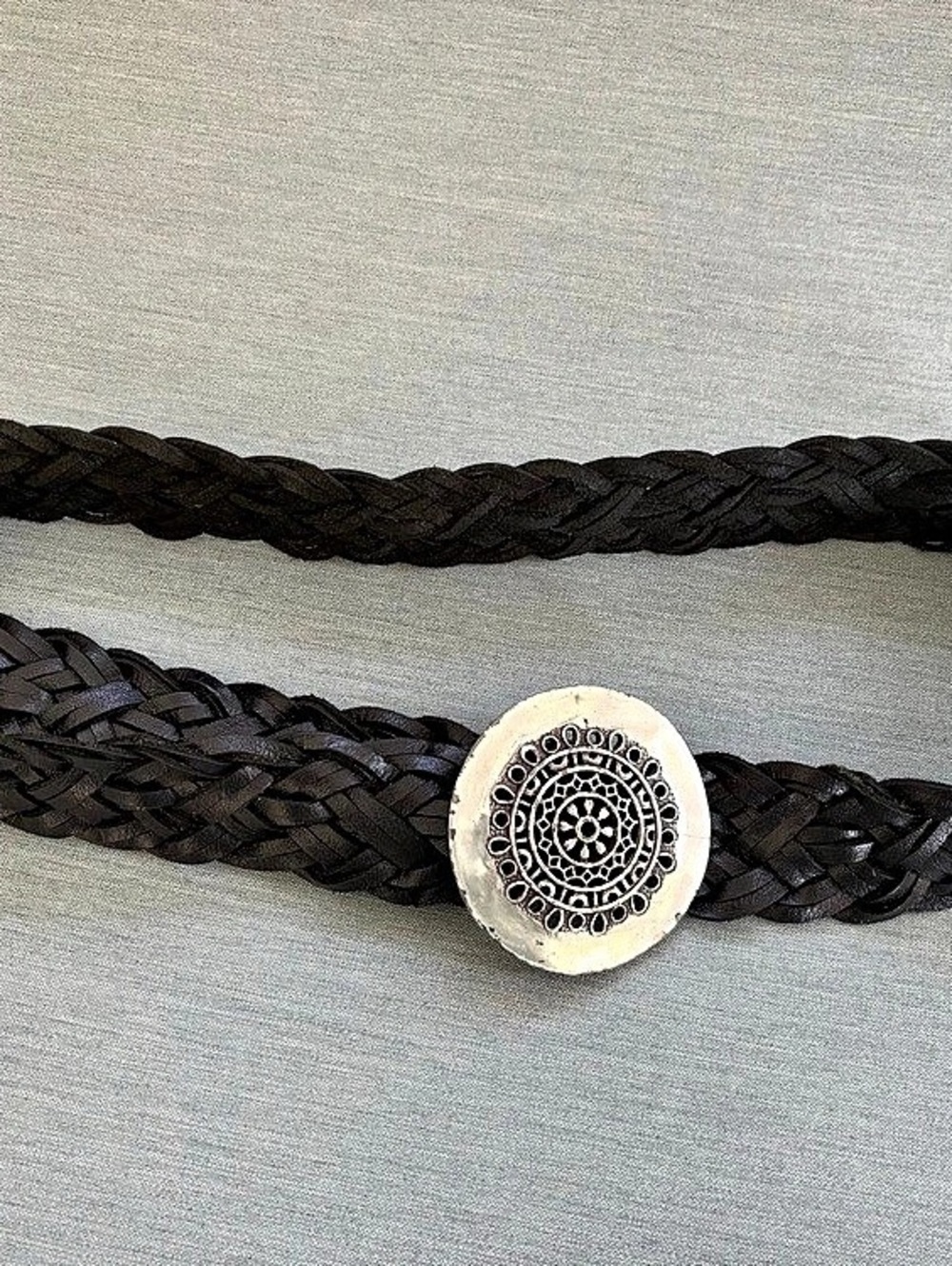 Chico's Braided Leather Belt in Black
